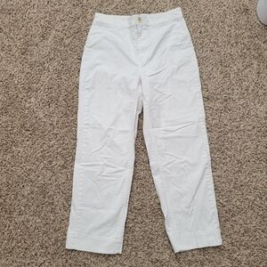 Everlane Straight Lightweight Pants Khaki White Ivory Cropped Ankle Size 6